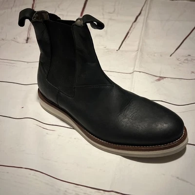 Bota Chelsea All Saints Cuero Negra Hombres EU 41 US 8 Portugal Pull Tabs Elástica Foto 1 de 4