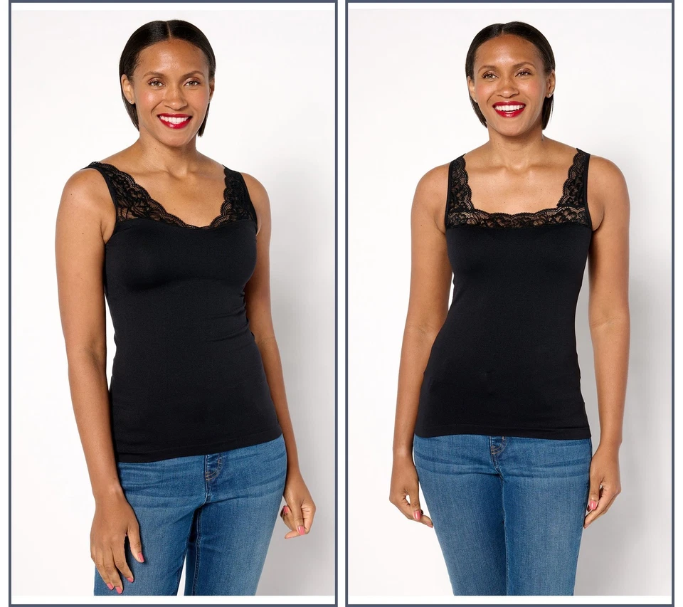 Breezies Mujer Talla Grande Modelador 1X Curvas Naturales Encaje Sin Costuras Negro A647770 Foto 1 de 4