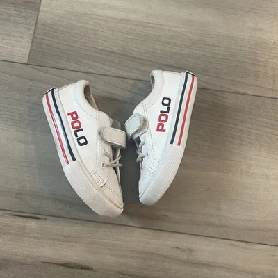 经典 Polo Ralph Lauren 学步儿童白色低帮运动鞋 尺寸 6 Little Kid — 第 1/4 张图片