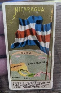 Allen & Ginter’s Flags Of All Nations Nicaragua Allen & Ginter Tobacco Cigarette - Picture 1 of 11