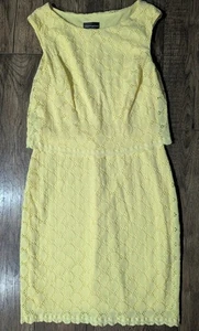 NWT Connected Apparel Women's Yellow Crochet Tiered Sheath Dress Size 10 - Picture 1 of 16