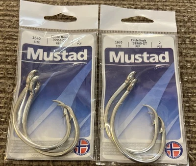 LOT OF 2- MUSTAD CIRCLE HOOK 16/0 39960-DT-16/0 CLASSIC SHARK, TUNA GT, GROUPER - Image 1 of 4