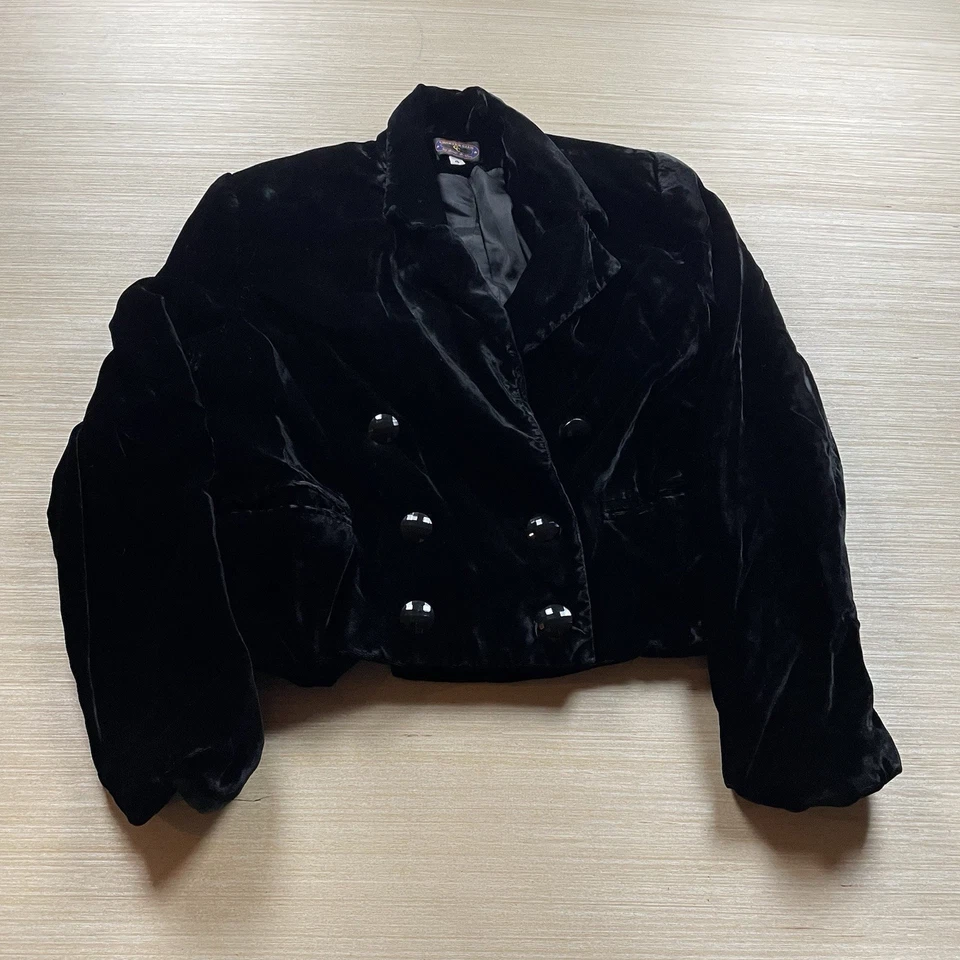 Blazer Vintage Terciopelo Recortado Años 80 Doble Pecho Talla 4 Charter Club Rayón Blazer Foto 1 de 4