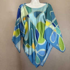 Lesley Evers Top Tunika Bluse klein bunt fließend künstlerisch abstrakt Lagenlook Geo - Bild 1 von 7