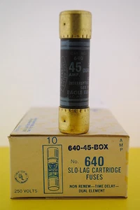 Eagle 640-45 Box of 10 Cartridge Fuses 45Amps,250Volts,Time Delay,Dual Element - Picture 1 of 6