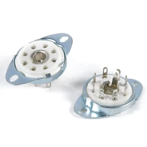 2pcs 8pin Octal Ceramic Loctal Tube Socket 5B254 1LA6 B8G Base Chassis Bottom - Picture 1 of 7