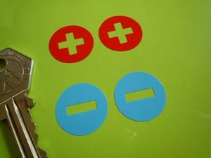 Battery Terminal Stickers Positive Negative Car Bike Restoration. Set of 4 20mm - Picture 1 of 1