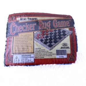 Mini Reise Dame Teppich Spiel Neu 12 Zoll Schachbrett Teppich Brett mit Dame - Bild 1 von 4
