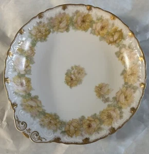 RARE Antique Haviland Limoges Scheringer/ Limoges Yellow Drop Roses 8” Bowl - Picture 1 of 6