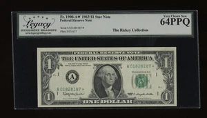 DBR 1963 $1 FRN Boston STAR Fr. 1900-A* Legacy 64 PPQ Serial A01828187* - Picture 1 of 2