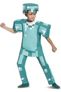 Costume Minecraft Ragazzi Ragazze Armatura Deluxe Taglia Large 10/12 Bambini - Foto 1 di 4