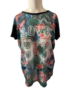 Graphic Love 93 Floral Polyester Cotton Blend I’m In Love With DEREK Woman’s LG - Picture 1 of 14