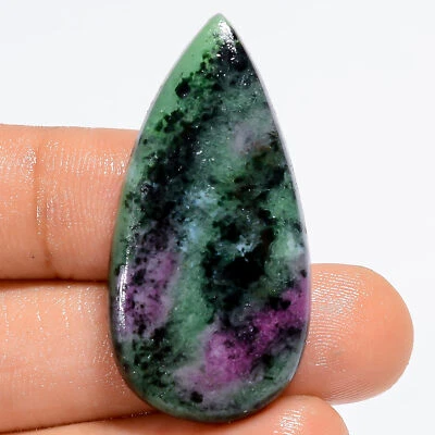 100% Natural Ruby Zoisite Pear Shape Cabochon Gemstone 43 Ct 38X19X5 mm EE-49464 - Image 1 of 2