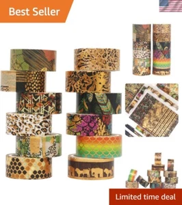 Versatile Washi Tape Set with Wild Animal Prints - Crafting & Wrapping Delight - Picture 1 of 11