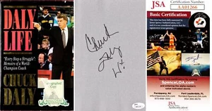 Libro de la vida firmado por Chuck Daly - entrenador fallecido de los Detroit Pistons - certificado de autenticidad de la JSA - Imagen 1 de 2