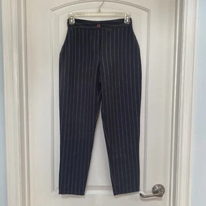 Boohoo Gray Pinstripe Tapered Trouser Pants Women's Size 0 Petite - Picture 1 of 8