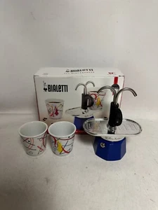 Bialetti Mini Express: Moka Set - Coffee Maker 2-Cup + 2 shot glasses - Blue - Picture 1 of 6