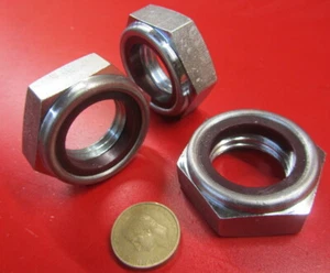 Zinc Plate Grade , Nylon Insert Lock Thin Hex Nut RH, 1 1/4-7 x 3/4 H 3 Pc - Picture 1 of 12