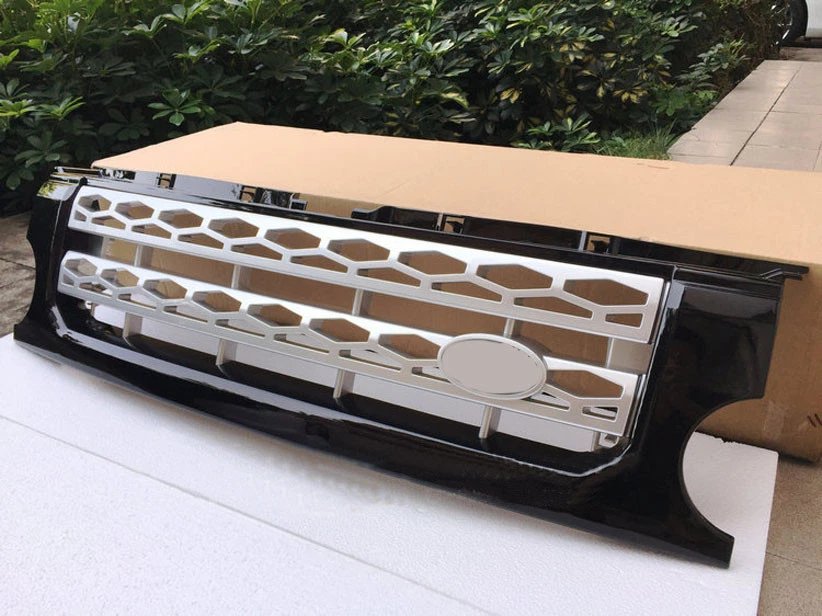 Cubierta de panal de parrilla delantera negra plateada para Land Rover Discovery 4 LR4 2010-13 Foto 1 de 3