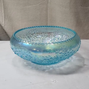 Vintage Iridescent Bowl Ice Blue Carnival Glass Cherry & Orange Tree bowl - Picture 1 of 7