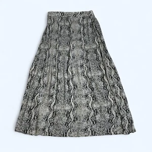 PRIMARK Black & Ivory Animal Snake Print Long Pleated Skirt Size UK 12 US 8 - Picture 1 of 6