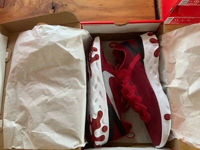DS Mens Size 12 Nike React Element 55 BQ6166 601 Gym Red /Wolf Grey-White-Black - Image 1 of 4