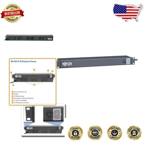 Versatile 1U Rackmount Power Distribution Strip with 15ft Cord - 15A Capacity - Picture 1 of 6
