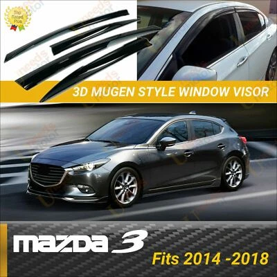 Paraseras de ventilación de ventana estilo 3D Mugen JDM para Mazda 3 2014-2018 deflectores de lluvia solar Foto 1 de 4