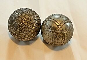 2 Antique Heavy Cast Iron French Decorative Petanque Bocce Balls