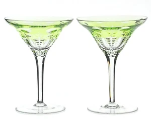 2 Waterford Simply limettengrün gefasst geschliffen auf klarem Kristall Martini Glas Neu ohne Box - Bild 1 von 5