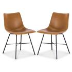 Poly and Bark Dining Chair 30.75" Faux Leather Seat Metal Frame Brown (Set of 2)
