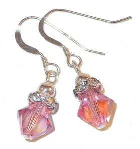 HELLROSE Kristall OKTOBER Geburtsstein Ohrringe Sterlingsilber Swarovski Element - Bild 1 von 5