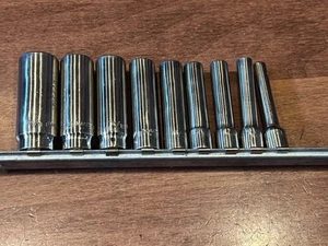 MATCO TOOLS 9 PIECE 1/4 DRIVE SAE DEEP 6 POINT SOCKET SET Ready To Work! - Picture 1 of 4