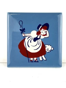 Azulejo de cerámica American Little Bo Peep de doble servicio 4" decoración infantil vintage 1943 - Imagen 1 de 12