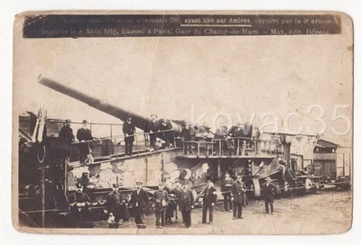 HUGE GERMAN RAILWAY GUN "Amiens Gun", PARIS, 1918 RPPC - Captured by Australians - Image 1 of 2