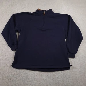 Woolrich Pullover Sweater Mens XL Navy Blue Half Zip Fleece Lined Collar Casual - Picture 1 of 12