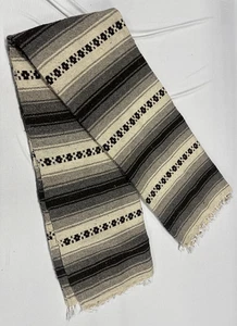 NEW Salvage Maria Striped Blanket 100% Wool Handwoven [Grey/Black] - Picture 1 of 3