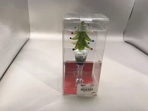 Pier One Imports Blown Glass Christmas Tree  Bottle Stopper - Picture 1 of 5
