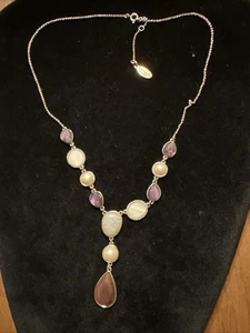 Ann Taylor Factory Y Drop Necklace Gems Rhinestones 18” (Lot# 468) - Picture 1 of 6