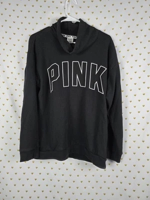 Victorias Secret Pink slouchy black logo sweater pullover shirt medium  - Image 1 of 3