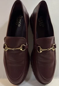 New Franco Sarto Brown Cason Gold Color Horse Bit Faux Leather Loafer Size 9.5 - Picture 1 of 7