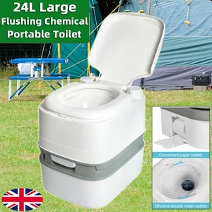 24L Portable Toilet Flushing Chemical Toilet Potty Camping Caravan Easy Clear - Picture 1 of 21