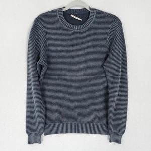 Marine Lagenlook Pullover Herren mittelblau Garment Dye gerippt Rundhalsausschnitt Baumwolle Freizeit - Bild 1 von 8