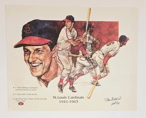 Stan Musial signiert St Louis Cardinals 14x18 Lithographie Druck mit HOF 69 STM Holo - Bild 1 von 1