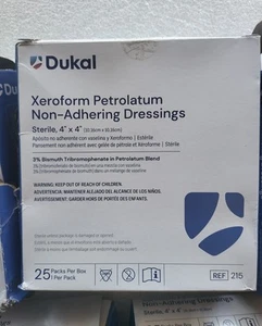 Lot of 5 Dukal 215 Xeroform Petrolatum Non Adherent Dressings 4" x 4" - 25/BX - Picture 1 of 5