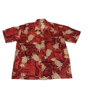 Vintage T&C Surf Medium Hawaiian Aloha Button Down Shirt Red Pineapple - Bild 1 von 8