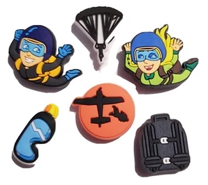 Sky Diving Shoe Charms! 6 pc Set! Croc Compatible! For Shoes, Bracelets, Crafts - Picture 1 of 2