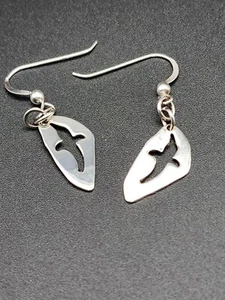 Hand Crafted  Abstract  925 Sterling Silver  Earrings - Picture 1 of 8