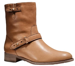New. $248 Coach Amy Soft Leather Women's Boots Size US 5.5 M Cinnamon - Picture 1 of 2
