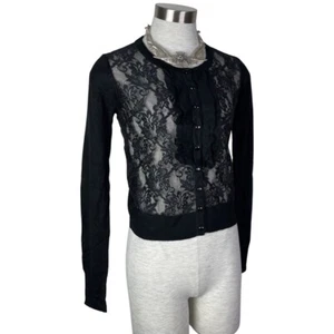 Voodoo Vixen Retro Rockabilly 60S Gothic Goth Black Cardigan Sweater CAA2826 - Picture 1 of 5